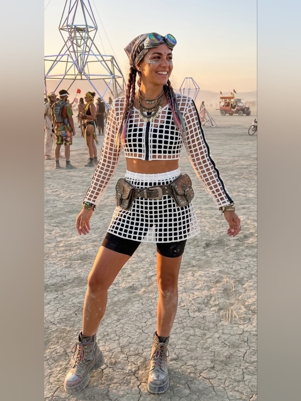NWT White Mesh Two-Piece Cropped Jacket S & Skirt M Set